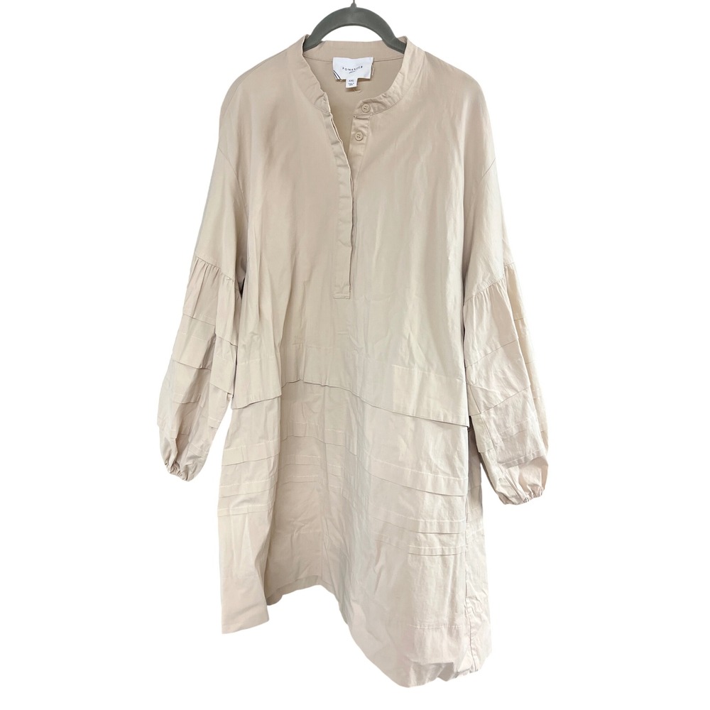 Tuckernuck Pomander Place Chelsea Dress Tan Size XXL Puff Sleeve Mini - Picture 3 of 7